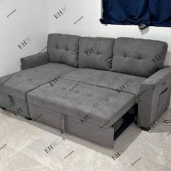 Dark Grey Sectional Sleeper NEW Pull Out Bed Pay Later
