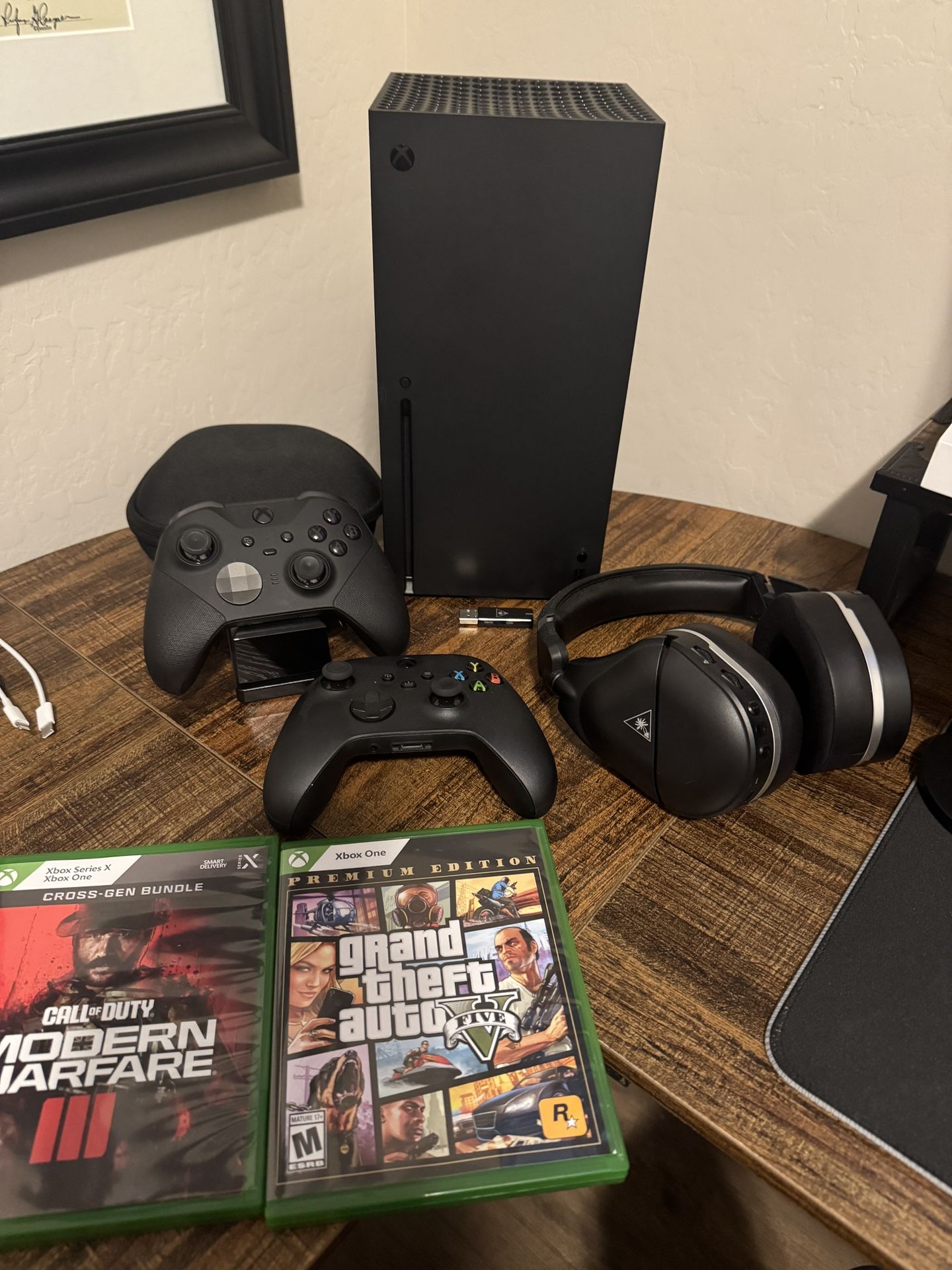 Xbox Series X with Elite Controller, headset and games