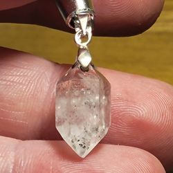 .925 Sterling Silver Herkimer Diamond Crystal Pendant 