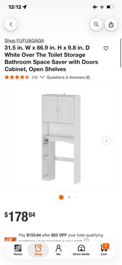 White Over-The-Toilet Storage Cabinet with Open Shelves