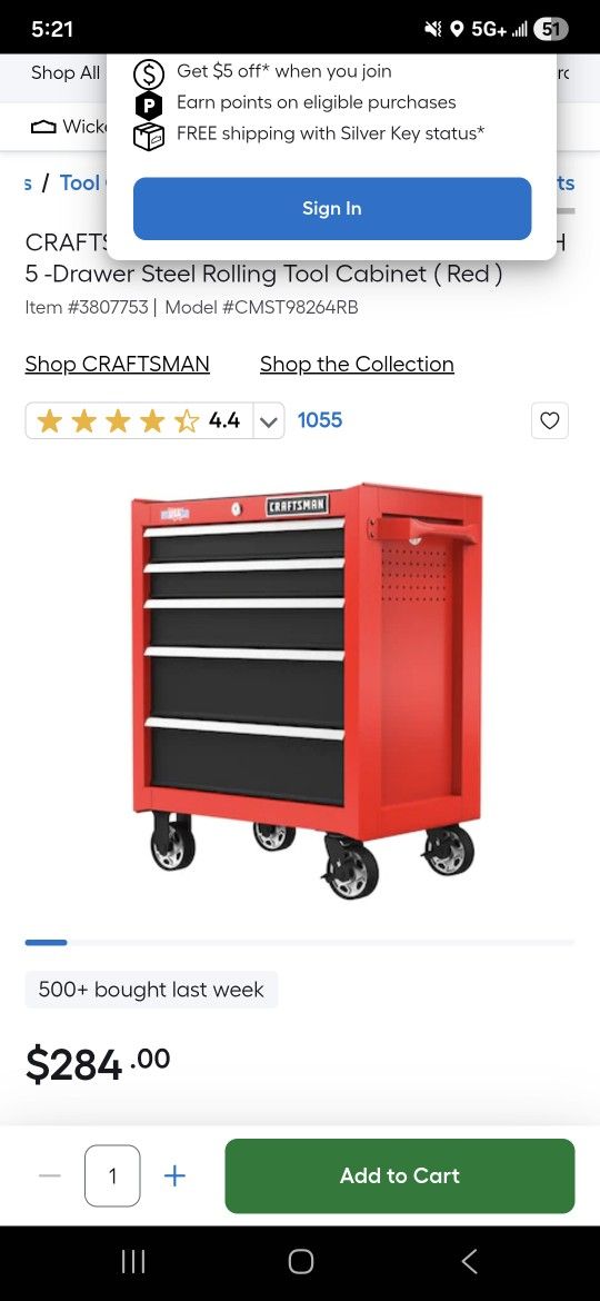 Craftsman Tool Box $150