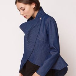 Gracia Oriental Pleated Denim Jacket…Sz: Small