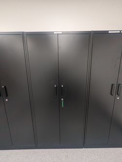 Storage Shelves.  Metal, Locking W/ Key & Assembled