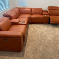 New Luxury Power Genuine Leather Recliner Sectional Couch! Includes Free Delivery 🚚!