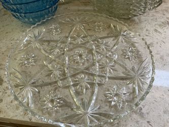 Vintage Anchor Hocking Star of David Prescut Glass Platter