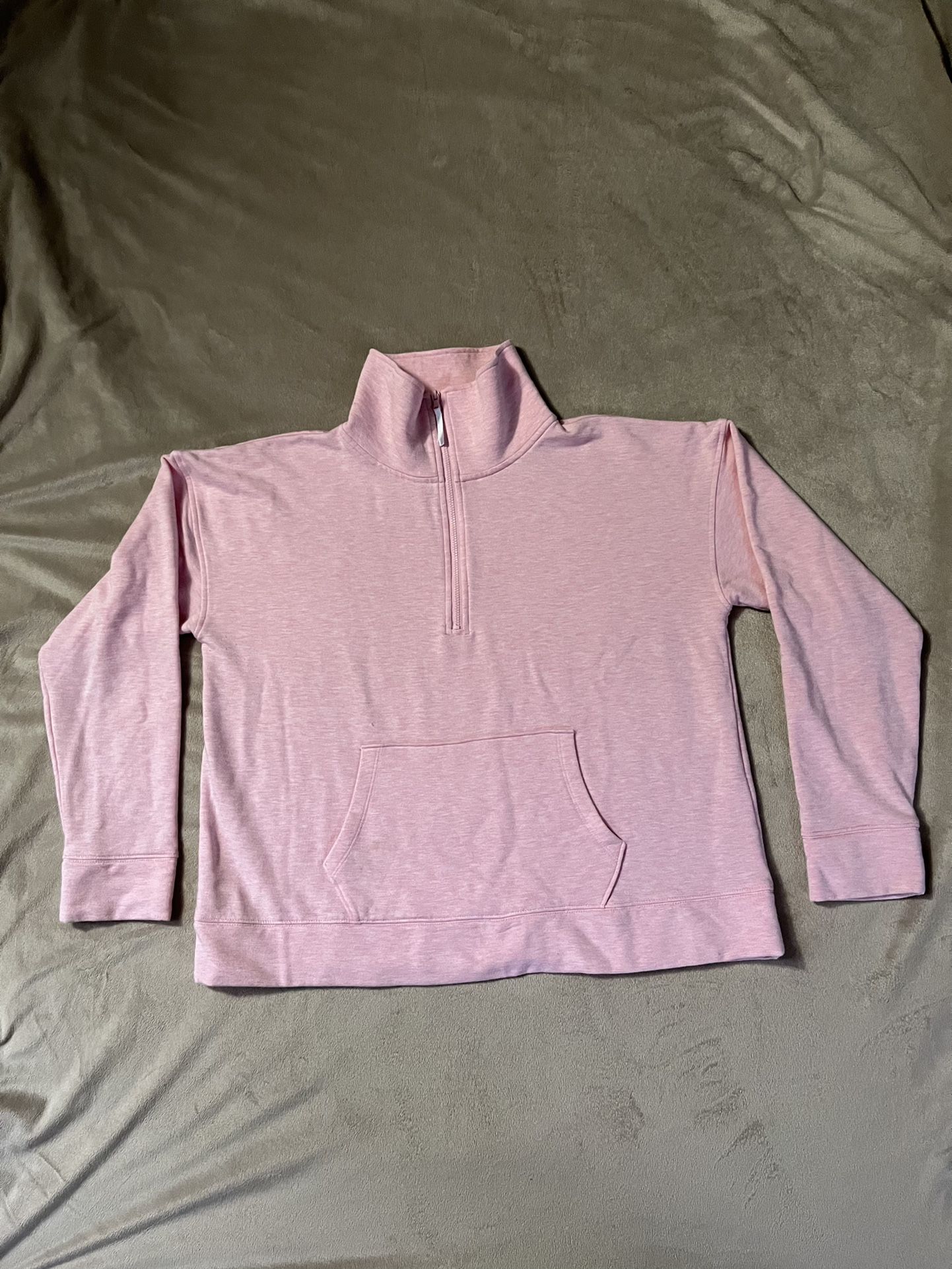 Like New Vineyard Vines Ladies Pink & Slightly Cropped Quarter-Zip Sweatshirt, Size Medium.