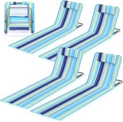 4-Pack Portable Beach Chairs, Lightweight, Foldable, Adjustable, with 5 Reclining Positions $30/box