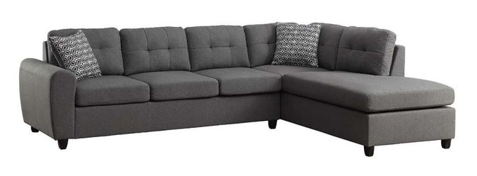 BRAND NEW MODERN GREY FABRIC CASUAL REVERSIBLE SECTIONAL