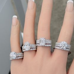 5Ctw Lab Grown Diamond Bridal Ring Set IGI Certified 