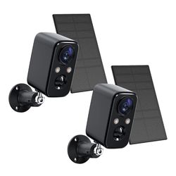 Security Cameras Wireless Outdoor with Solar Panel Cameras for Home Security, Home Camera with Color Night Vision, PIR Human Detection, 2-Way Talk, IP