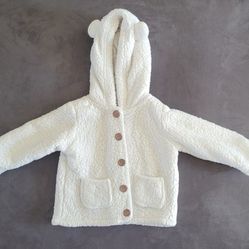 Baby Girls Boys Unisex White Fleece Animal Hooded Jacket 12 Months