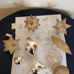 10pc Luxury Gold & Silver Christmas Ornament Set - Raz & Dept 56