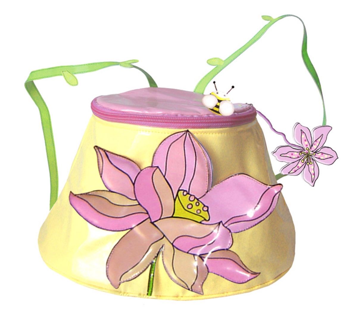Kidorable Lotus Flower Bucket Style Backpack Lined Rucksack Yellow Bee Vintage