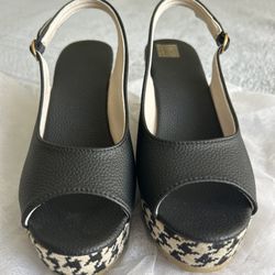 Brand New Wedge Heels, Black And White Pattern, Size 6 