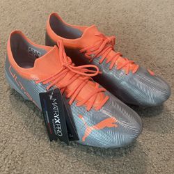 Puma Ultra Matryx Pro Tech Men Gray Orange Soccer Cleats Size 7.5