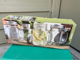 Home Essentials Set of 4 Embossed Glass Mugs