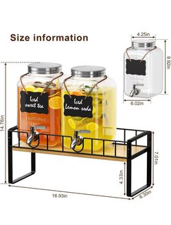 2-Pack 1 Gallon Glass Drink Dispensers with Stand – Party & Beverage Station