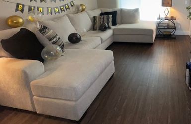 Spacious Cream Sectional Sofa with Double Chaise