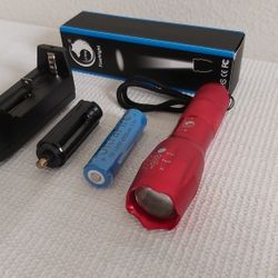 U'King Zoomable LED Flashlight Tactical Torch Light Camping Hiking Fishing ( Red )
