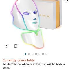 Relassy 198 Leds Face Mask Light Therapy, 7 Colors Light Therapy Facial Skin Care Mask With Neck Piece, Adjustable Photon Mask for Home Maintenance Sk
