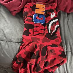 Red Bape Shark Head Hoodie (New)