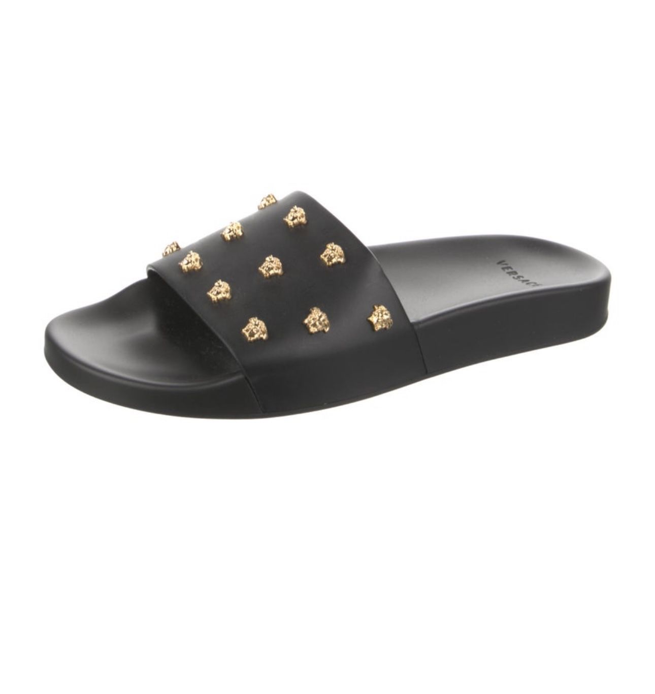Versace Leather Medusa Stud Slides