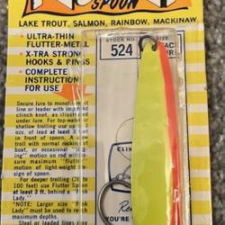 Vintage Luhr Jensen Flutter Spoon #524 Size 44Chartreuse– Fire Stripe