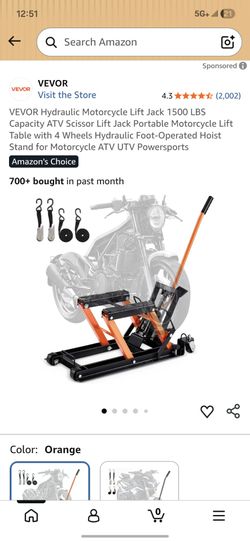 Vevor hydraulic motorcycle lift holds 1500lbs