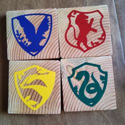 Harry Potter Handmade Wooden Coaster Set. 