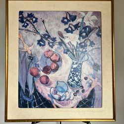 Large Framed Wall Art Decor Lithograph 33x37”