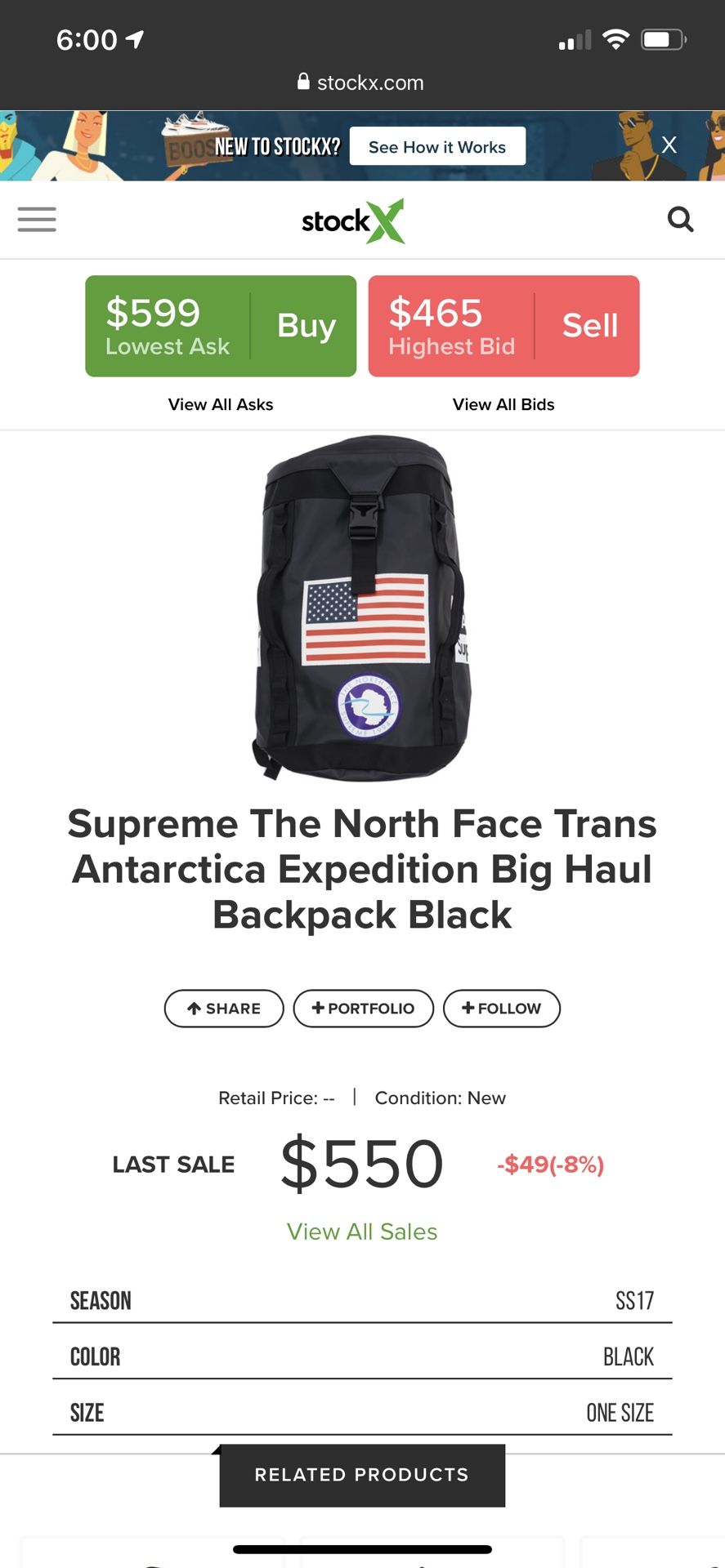 Supreme The North Face Trans Antarctica Expedition Big Haul Backpack Black