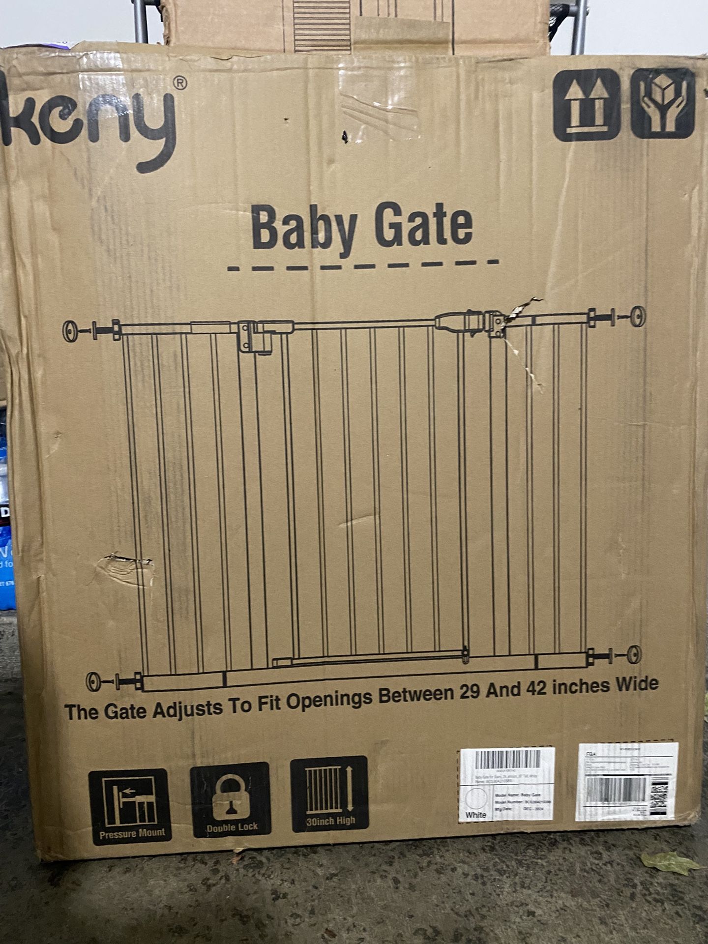 keny Extra Wide Baby Gate - Auto Close Safety Gate, Pressure Mounted, 29"-47.3", 30" Tall, 