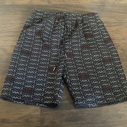 Mens Large SAVAGE shorts Black With White And Red Lettering Elastic Waist