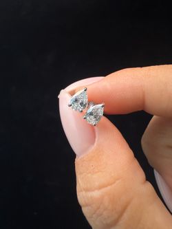 1CT Pear Shaped Lab Grown Diamond Studs In White Gold