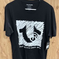 True Religion Jet Black Scribble Tee Medium