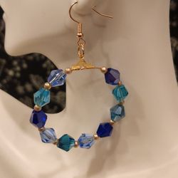 Blue Crystal Hoops