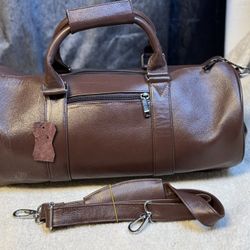 Brown Genuine Leather Convertible Backpack Duffle Travel Bag Weekender with Shoulder Strap