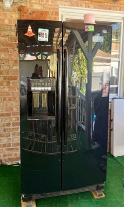 Black Side-by-Side Refrigerator with Ice Dispenser
