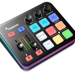 MAONO Gaming Audio Mixer,Audio Interface with Pro-preamp,RGB,Bluetooth,Podcast