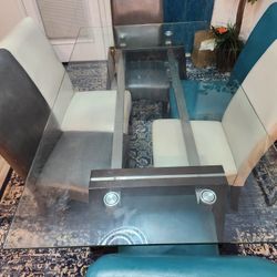 Heavy Glass Dining Table 6 Chairs