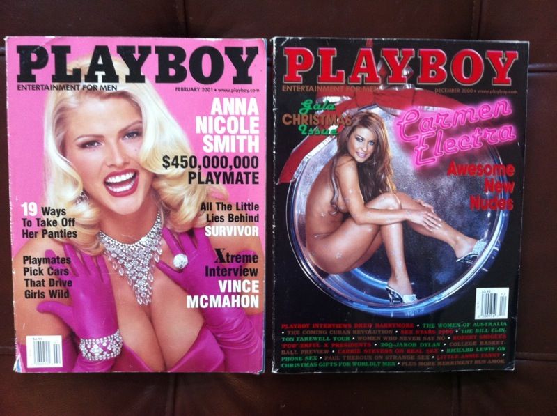 Playboy Dec 2000 Carmen Electra, Playboy Feb 2001 Anna Nicole smith