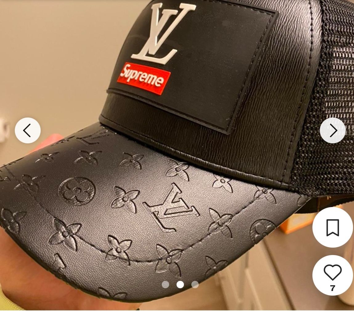 Black & Red Louis Vuitton Supreme Hat