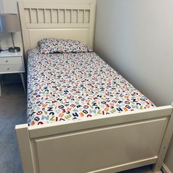 IKEA HEMNES Twin Bed Frame With Box Spring, Mattress, Bedding Set