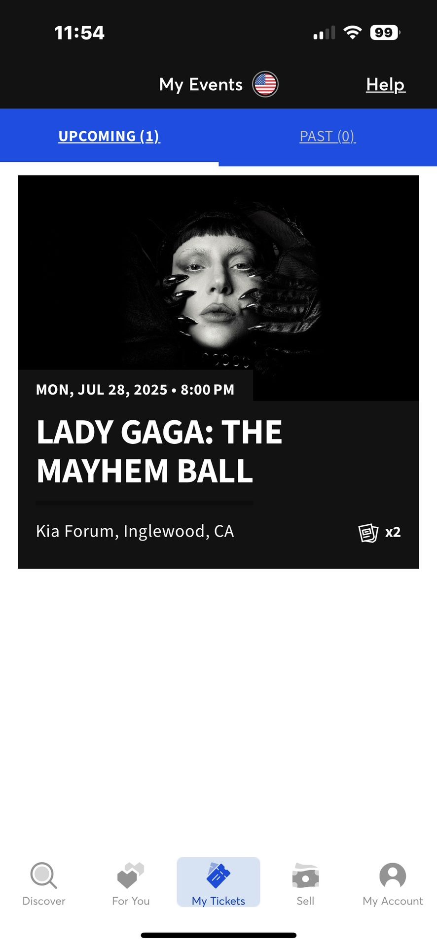2 Lady Gaga Tickets Kia Forum July 28, 2025 Section 209