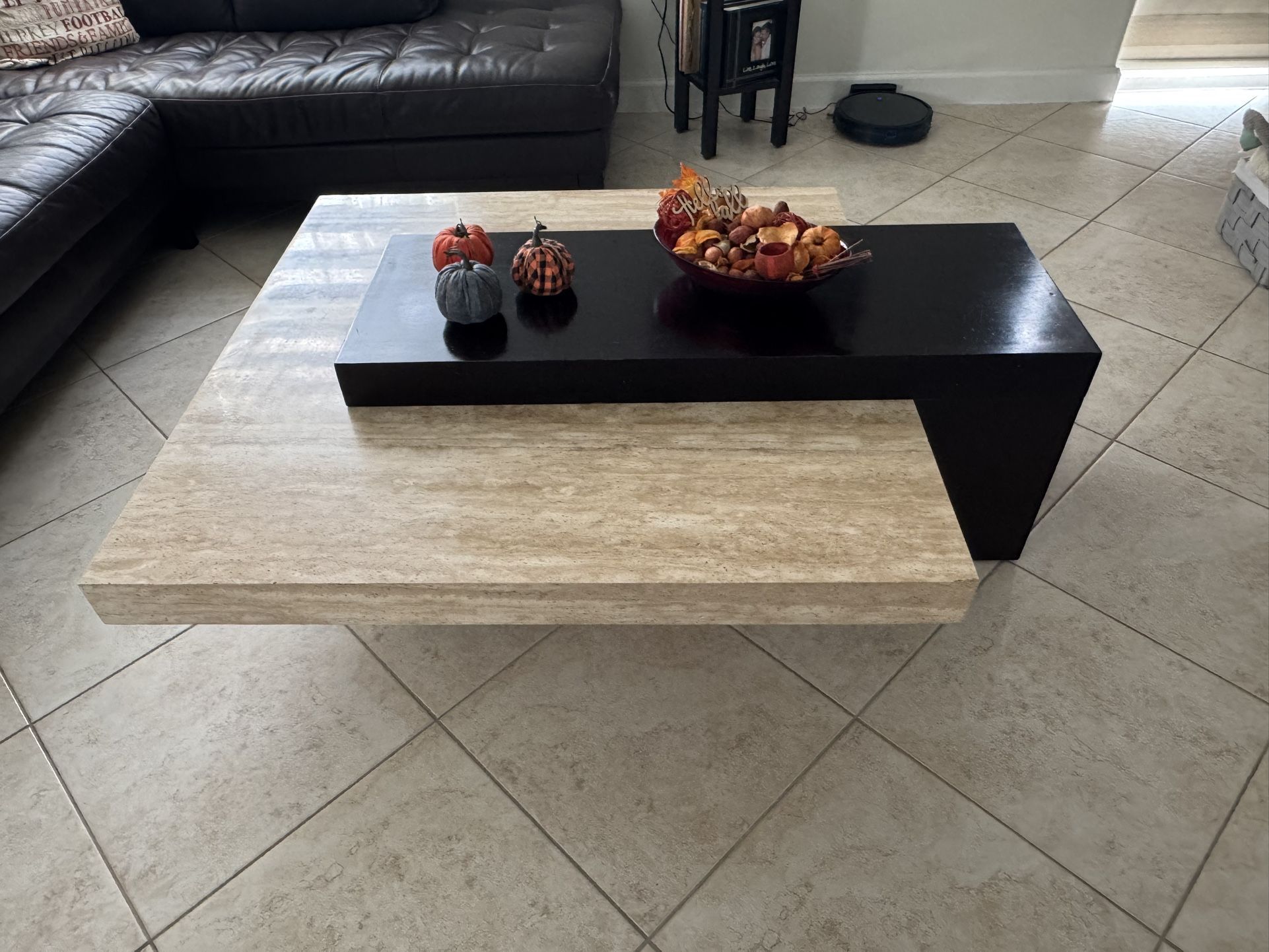 Marble and Wood Coffee Table $125