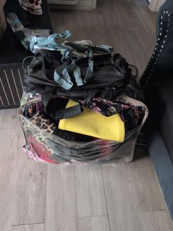 Miscellaneous clothing and wedge heels and handbags