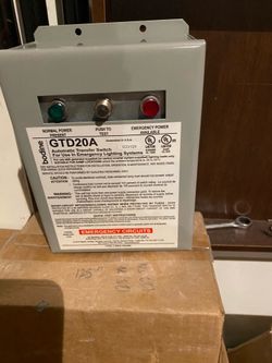 BODINE GTD20A 120/277V 50/60HZ 9W 20A TYPE 2 EMERGENCY LIGHTING TRANSFER SWITCH