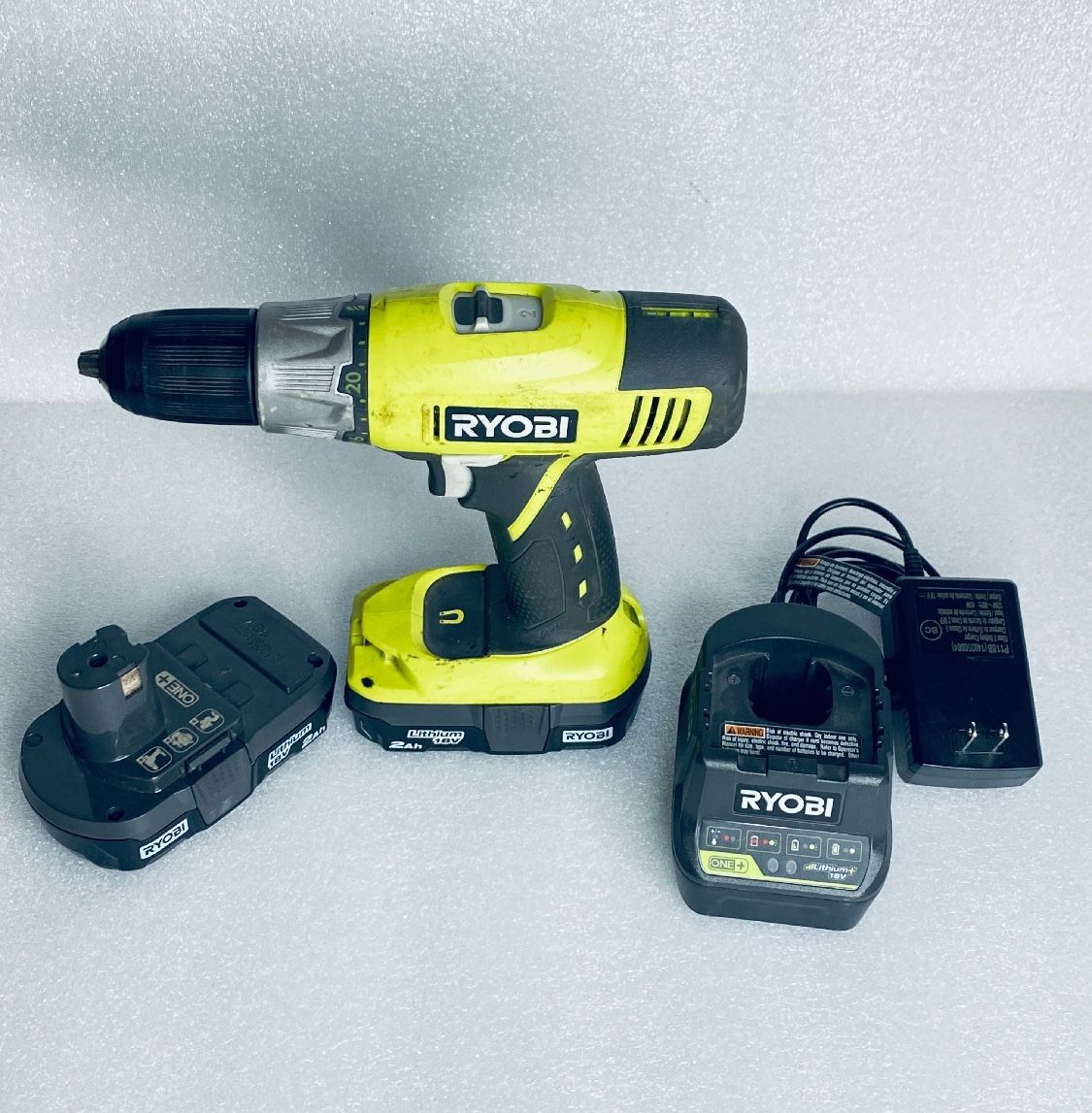 Lot Of 4 Ryobi 18V 1/2" 2 Speed Drill/Driver, Two Batteries & One Charger