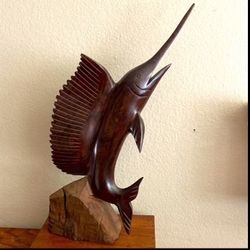Ironwood Hand carved Swordfish Statue