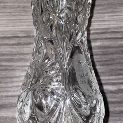 Vintage Hofbauer Byrdes 6 Inch Lead Crystal Vase Bird Flower Etched Glass New